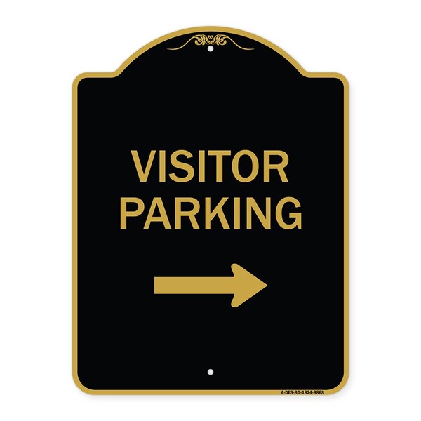 Signmission Designer Series-Visitor-parking Right, Black & Gold Heavy-Gauge Aluminum, 24" x 18", BG-1824-9868 A-DES-BG-1824-9868 - main